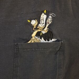 Vintage Beauty Beast Lumiere Disney Graphic short Sleeve Shirt embroidered pocke